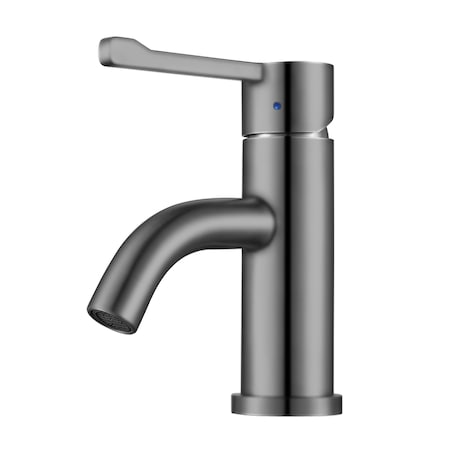 Whitehaus Solid SS, Sgl Hole, Extended Sgl Lever Lavatory Faucet , Brushed SS WHS0221-SB-BSS